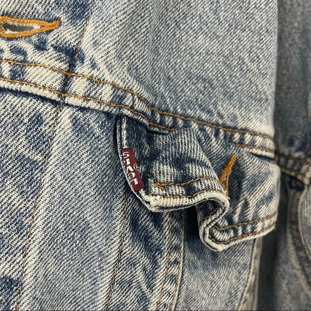 Vintage Levi’s Denim Jacket Harley Davidson Patch Size Large Trucker Streetwear - Picture 5 of 12